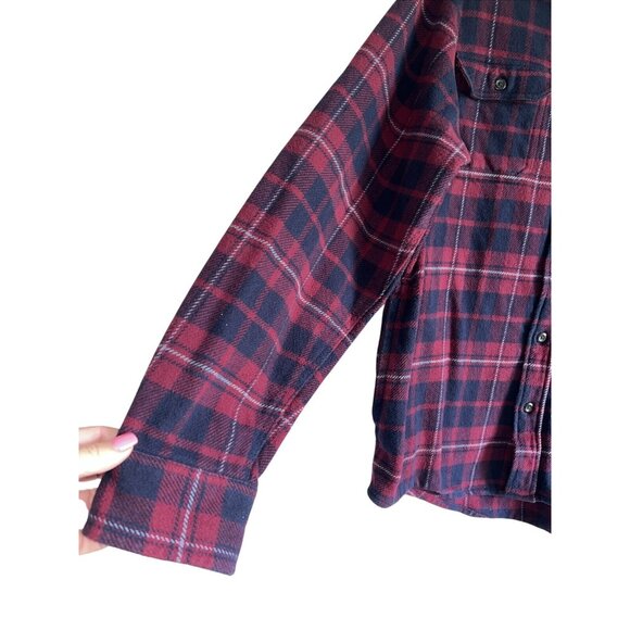 Orvis Big Bear Heavyweight Flannel Button Down Shirt/Shacket pockets Red Large - Picture 3 of 5